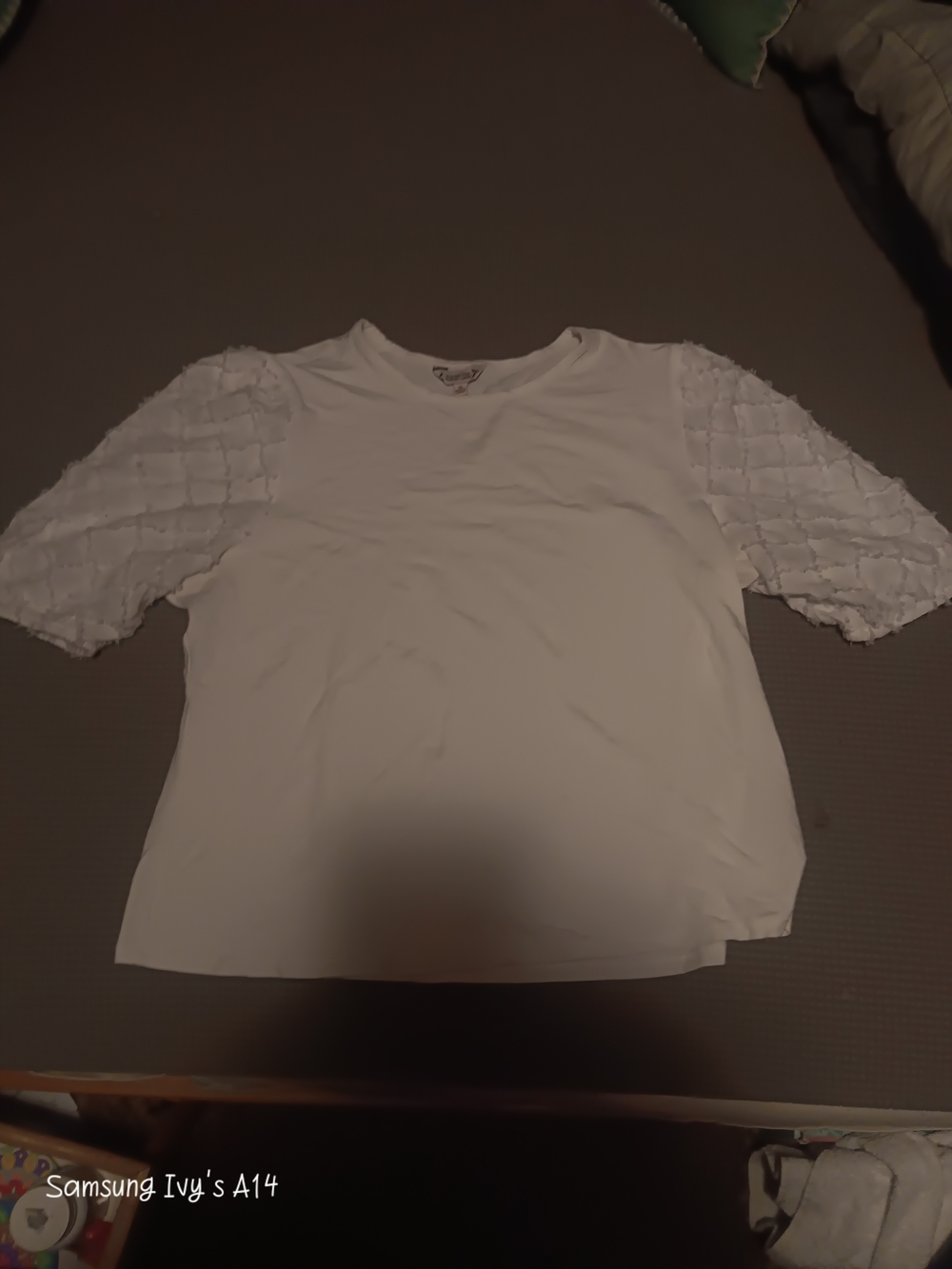 Nanette Lepore Cream Short Sleeve Top with Puff Sleeves